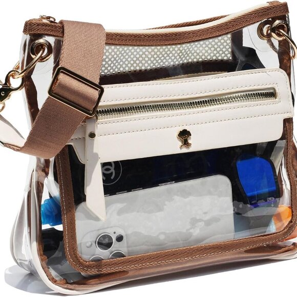 Beige Clear Stadium-Approved Crossbody Bag Durable TPU Versatile for Concerts an - Picture 1 of 8
